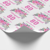 Papier Cadeau 80e anniversaire rose floral (Coin)