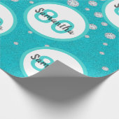 Papier Cadeau 80e anniversaire turquoise parties scintillant ver (Coin)