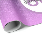 Papier Cadeau 80e anniversaire violet rose parties scintillant n (Coin rond)