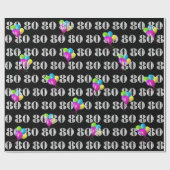 Papier Cadeau 80e Joyeux Ballons d'Anniversaire Sur Noir (Plat)