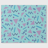 Papier Cadeau 80s 90s Memphis style géométrique bleu (Plat)