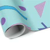 Papier Cadeau 80s 90s Memphis style géométrique bleu (Coin rond)