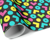 Papier Cadeau 80's/90's Retro Black and Neon Motif (Coin rond)