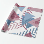 Papier Cadeau 80s Abstrait lunaire | Dusty Mauve rose et bleu (Déroulé)