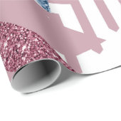 Papier Cadeau 80s Abstrait lunaire | Dusty Mauve rose et bleu (Coin rond)