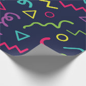Papier Cadeau 80s quatre-vingts rétro parti néon Memphis motif (Coin)