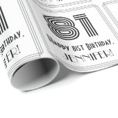 Papier Cadeau 81e anniversaire : Art Déco Style inspiré "81" + N (Coin rond)