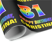 Papier Cadeau 81e anniversaire : Bold, amusant, simple, arc-en-c (Coin rond)