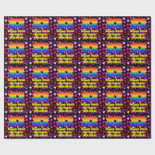 Papier Cadeau 82e anniversaire : Amour Hearts Motif, Arc-en-ciel