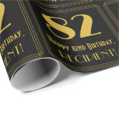 Papier Cadeau 82e anniversaire ~ Art Déco Inspiré Look "82", Nom (Coin rond)