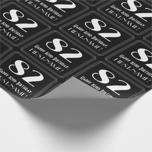 Papier Cadeau 82e anniversaire - Art Déco Inspiré Look "82", Nom (Coin)
