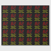 Papier Cadeau 82e anniversaire : Rouge Digital Clock Style "82"  (Plat)
