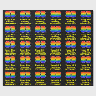 Papier Cadeau 83e anniversaire : Amusant, coloré arc-en-ciel ins