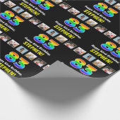 Papier Cadeau 83e anniversaire : Arc-en-ciel "83"; photos et nom (Coin)