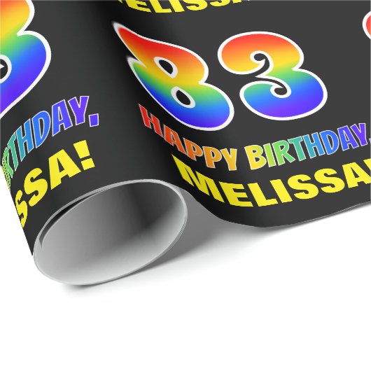 Papier Cadeau 83e anniversaire : Bold, amusant, simple, arc-en-c (Coin rond)