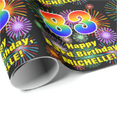 Papier Cadeau 83e anniversaire : Fun Fireworks, Rainbow Look # " (Coin rond)