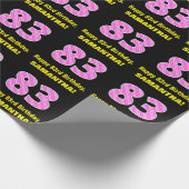 Papier Cadeau 83e anniversaire : Pink Stripes and Hearts "83" +  (Coin)