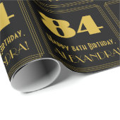Papier Cadeau 84e anniversaire - Art Déco Inspiré Look "84" & No (Coin rond)