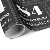Papier Cadeau 84e anniversaire - Art Déco Inspiré Look "84", Nom (Coin rond)