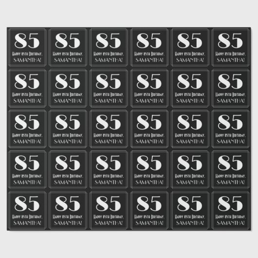 Papier Cadeau 85e anniversaire - Art Déco Inspiré Look "85", Nom (Couture)