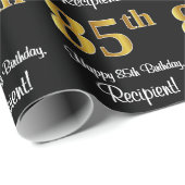 Papier Cadeau 85e anniversaire : Elégant luxe Faux Gold Look # (Coin rond)