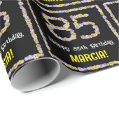 Papier Cadeau 85e anniversaire : Floral Flowers Numéro, Nom pers (Coin rond)