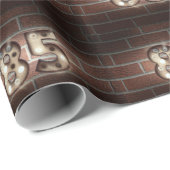 Papier Cadeau 85e anniversaire marquee lumières sur brique (Coin rond)