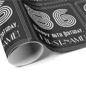 Papier Cadeau 86e anniversaire : Art Déco Inspiré Look "86" avec (Coin rond)