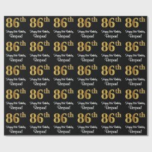 Papier Cadeau 86e Anniversaire: Élégant Luxueux Faux Aspect Or #
