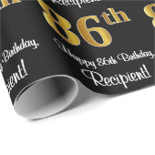 Papier Cadeau 86e Anniversaire: Élégant Luxueux Faux Aspect Or # (Coin rond)