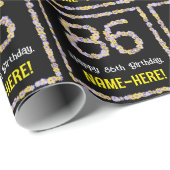 Papier Cadeau 86e anniversaire : Floral Flowers Numéro, Nom pers (Coin rond)