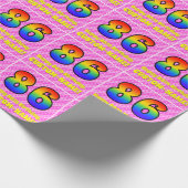 Papier Cadeau 86e anniversaire : Pink Stripes & Hearts, Arc en c (Coin)