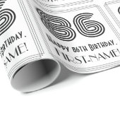 Papier Cadeau 86ème anniversaire : Art Déco Style inspiré "86" + (Coin rond)