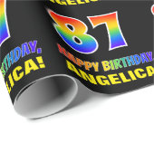 Papier Cadeau 87e anniversaire : Bold, amusant, simple, arc-en-c (Coin rond)