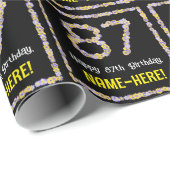 Papier Cadeau 87e anniversaire : Floral Flowers Numéro, Nom pers (Coin rond)