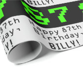 Papier Cadeau 87e anniversaire - Nerdy / Geeky Style "87" et nom (Coin rond)
