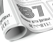 Papier Cadeau 87ème anniversaire : Art Déco Style inspiré "87" + (Coin rond)
