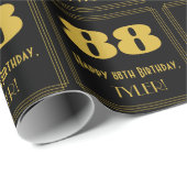 Papier Cadeau 88e anniversaire - Art Déco Inspiré Look "88" & No (Coin rond)