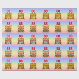 Papier Cadeau 88e anniversaire : Fun Cake and Candles + Nom pers