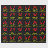Papier Cadeau 88ème anniversaire : Rouge Digital Clock Style "88 (Plat)