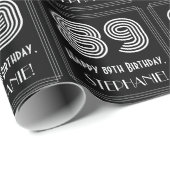 Papier Cadeau 89e anniversaire : Art Déco Inspiré Look "89" avec (Coin rond)