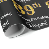 Papier Cadeau 89e anniversaire : Elégant luxe Faux Gold Look # (Coin rond)