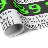 Papier Cadeau 89e anniversaire - Nerdy / Geeky Style "89" et nom (Coin rond)