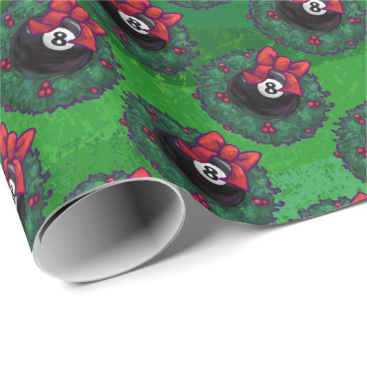 Papier Cadeau 8 Balle Noël en vert (Coin rond)