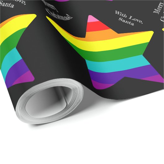Papier Cadeau 8 bandes LGBT Pride Drapeau Étoiles LGBTQ Noël Wr (Coin rond)