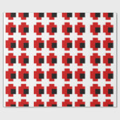 Papier Cadeau 8 bits Éffrayants yeux rouges (Plat)