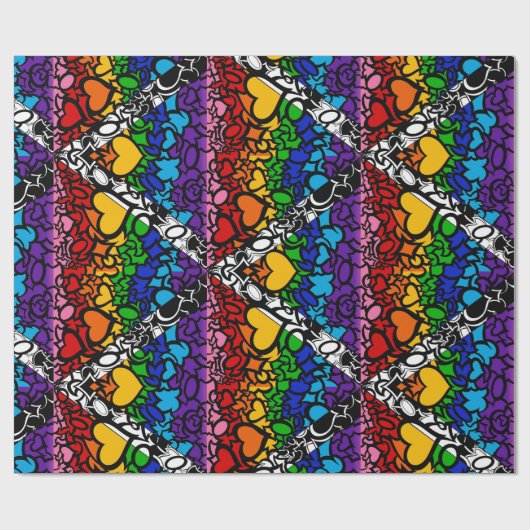 Papier Cadeau 8 traits Rainbow Queer Ally Pride Squiggle (Plat)