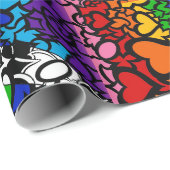 Papier Cadeau 8 traits Rainbow Queer Ally Pride Squiggle (Coin rond)