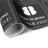 Papier Cadeau 8e anniversaire : Art Déco Inspiré Look "8" & Nom (Coin rond)