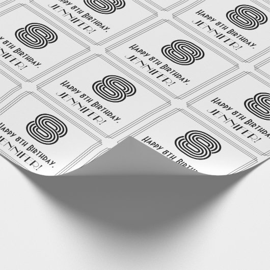 Papier Cadeau 8e anniversaire : Art Déco Style inspiré "8" + Nom (Coin)